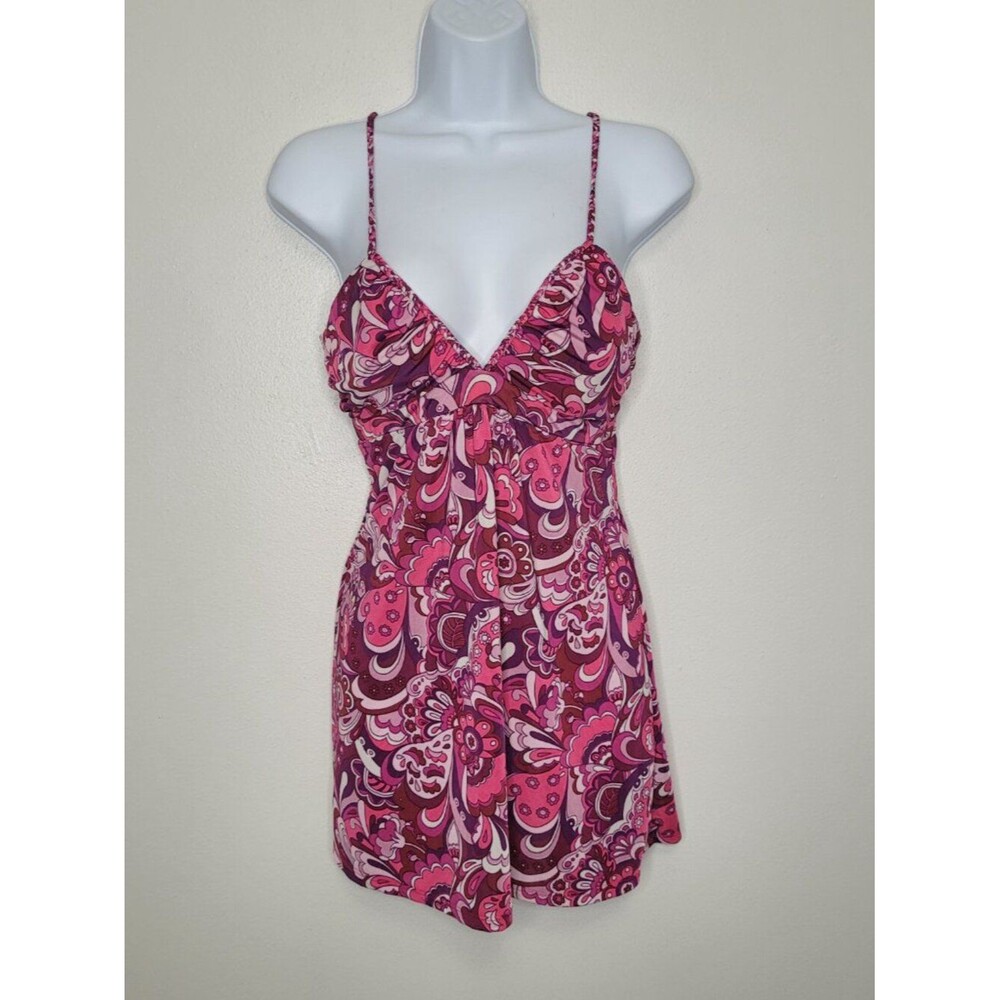 y2k No Boundaries pink purple groovy babydoll going out top size medium